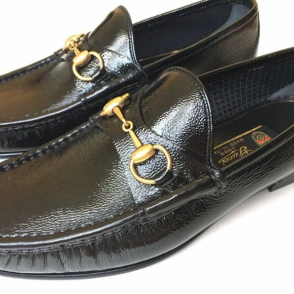 $950 GUCCI 1953 Patent Leather Gold Horsebit Loafers Flats 9, US 9.5-10 - Picture 1 of 16